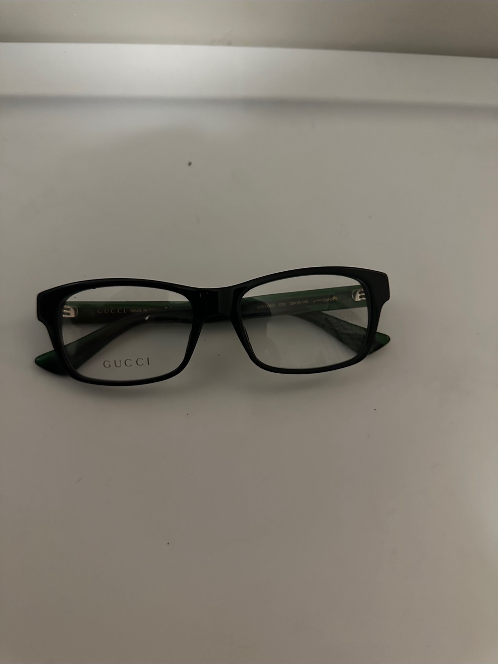 Gucci Black and Green Rectangular Men’s Glasses